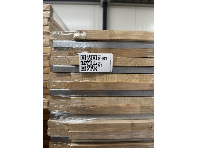 Ca. 57 meter legbordstelling, noordrek, houten legbord, blank hout - afbeelding 3 van  12