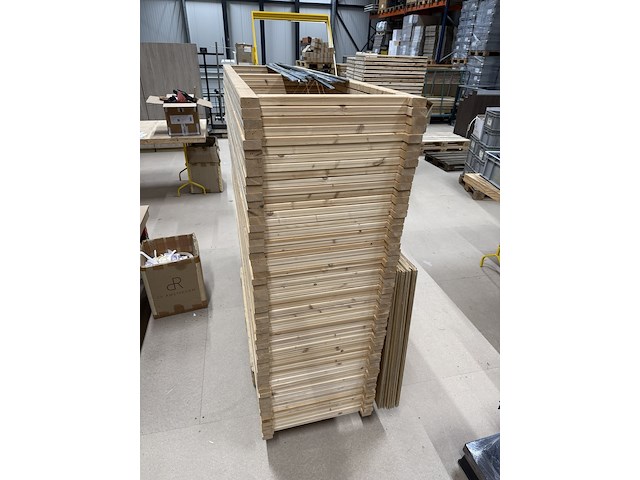 Ca. 57 meter legbordstelling, noordrek, houten legbord, blank hout - afbeelding 11 van  12