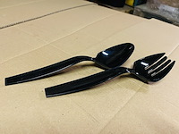 Ca. 5760x luxe grote serveervorken en lepels, zwart - afbeelding 3 van  3