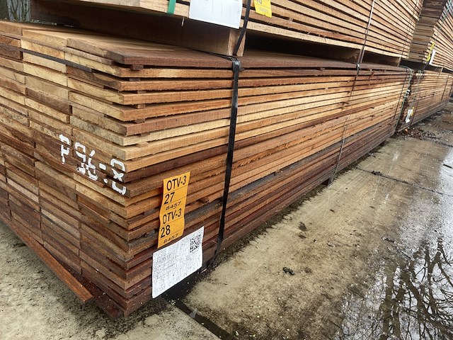 Ca. 57x guyana teak beschoeiingsplanken, 20x150mm, lengte 350cm - afbeelding 4 van  4