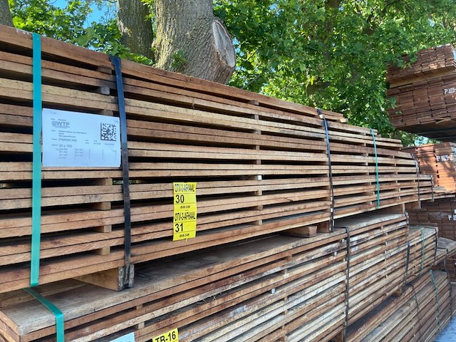 Ca. 60x angelim pedra beschoeiingsplanken, 20x100mm, lengte 32/400cm 24/450cm, 4/500cm - afbeelding 2 van  3