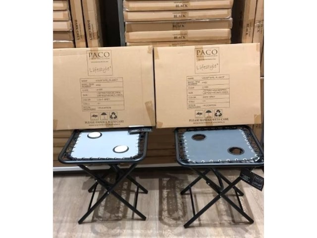 Ca. 60x bijzettafel, paco, zwart/lichtgrijs/donkergrijs, met bekerhouder - afbeelding 1 van  1