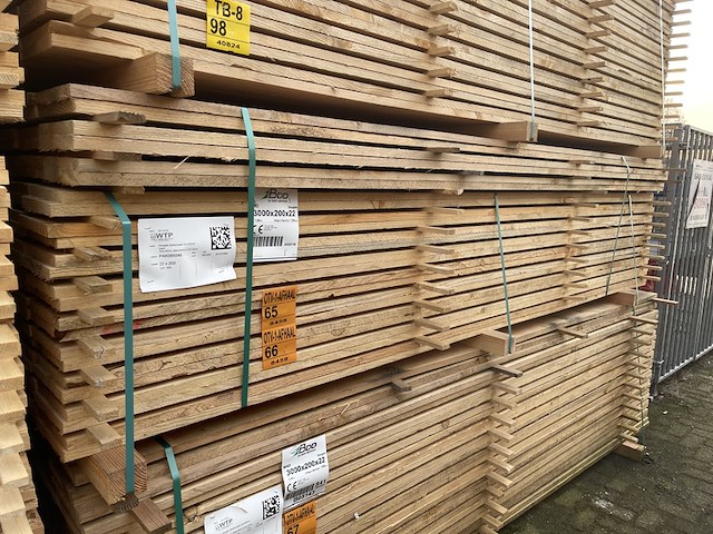 Ca. 60x douglas planken fijnbezaagd, 22x200mm, lengte 300cm - afbeelding 4 van  4
