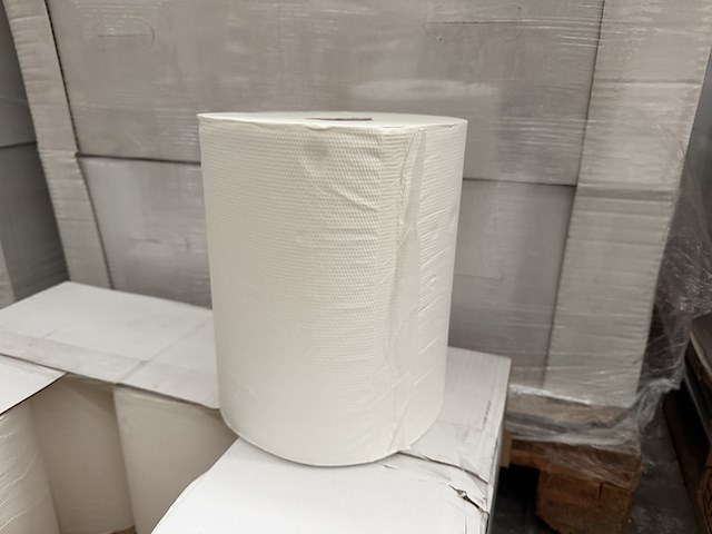 Ca. 60x handdoekrol hpg motion 100% cellulose wit 2 laags 24 cm breed 150 meter, wit - afbeelding 3 van  6