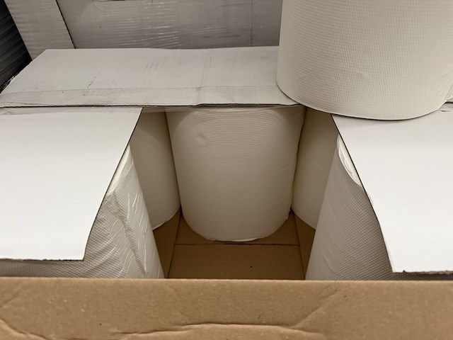 Ca. 60x handdoekrol hpg motion 100% cellulose wit 2 laags 24 cm breed 150 meter, wit - afbeelding 5 van  6