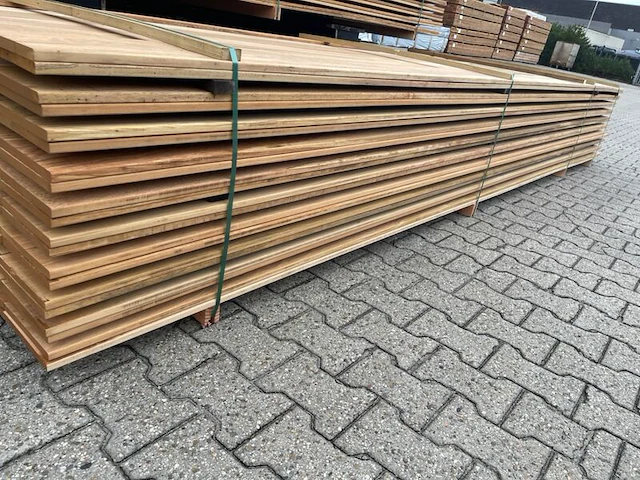 Ca. 60x pakoeli planken geschaafd, 16x190mm, lengte 400cm - afbeelding 2 van  3