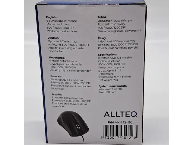 Ca. 60x usb muis, bedraad, allteq, ak-ms-110 - afbeelding 3 van  4