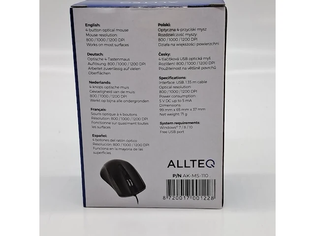 Ca. 60x usb muis, bedraad, allteq, ak-ms-110 - afbeelding 3 van  4