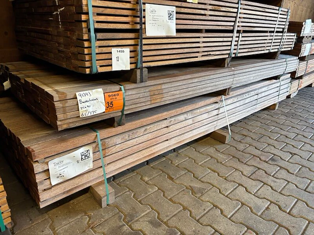 Ca. 62x guyana teak planken geschaafd, 25x90mm, lengte 275cm - afbeelding 4 van  4