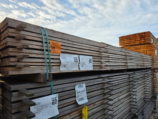 Ca. 63x douglas planken fijnbezaagd, 22x200mm, lengte 400cm - afbeelding 4 van  4