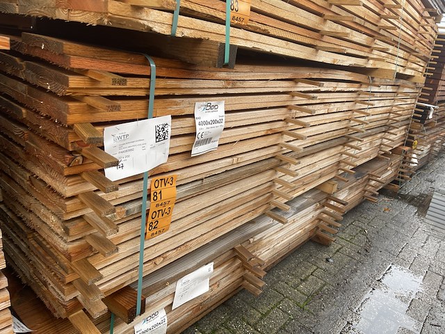 Ca. 64x douglas planken fijnbezaagd, 22x200mm, lengte 400cm - afbeelding 4 van  4