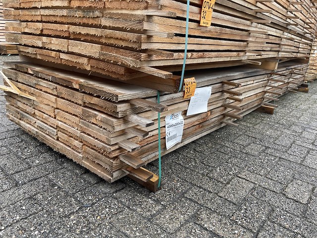 Ca. 65x douglas planken fijnbezaagd, 22x200mm, lengte 400cm - afbeelding 4 van  4