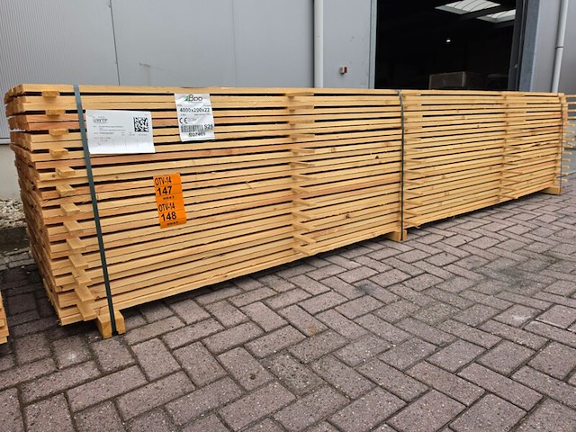 Ca. 65x douglas planken fijnbezaagd, 22x200mm, lengte 400cm - afbeelding 4 van  4
