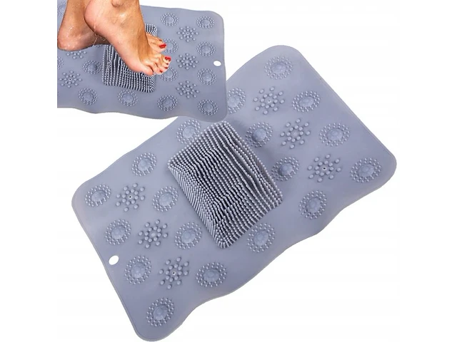 Ca. 65x voetmassage mat, grijs en roze - afbeelding 3 van  3