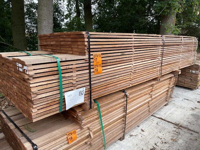 Ca. 66x guyana teak beschoeiingsplanken, 20x100mm, lengte 350cm - afbeelding 4 van  4