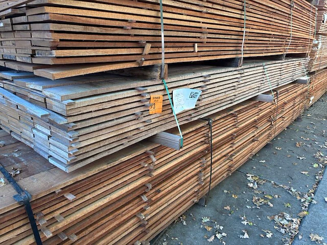 Ca. 66x guyana teak beschoeiingsplanken, 20x150mm, lengte 450cm - afbeelding 4 van  4