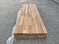 Ca. 66x guyana teak vlonderplanken gevingerlast, 21x145mm, lengte 400cm - afbeelding 1 van  4