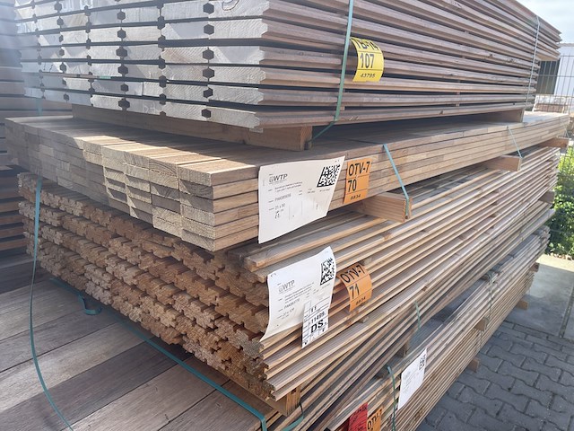 Ca. 66x guyana teak vlonderplanken gevingerlast, 21x145mm, lengte 400cm - afbeelding 4 van  4