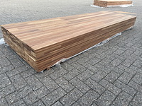Ca. 66x guyana teak vlonderplanken gevingerlast, 21x90mm, lengte 400cm - afbeelding 3 van  3