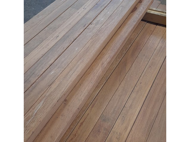 Ca. 67x hardhouten regel, 4,5 x 7 x 125 cm en 4,5 x 7 x 155 cm - afbeelding 4 van  5