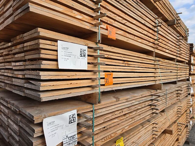 Ca. 69x douglas planken fijnbezaagd, 18x200mm, lengte 400cm - afbeelding 4 van  4
