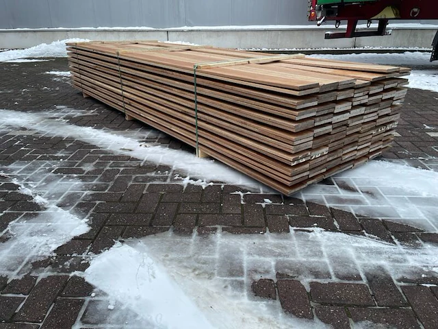 Ca. 69x guyana teak planken geschaafd, 16x140mm, lengte 350cm - afbeelding 2 van  4