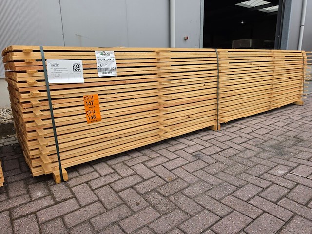 Ca. 70x douglas planken fijnbezaagd, 22x200mm, lengte 400cm - afbeelding 4 van  4