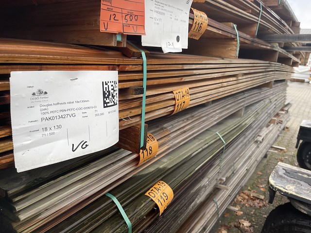 Ca. 71x douglas halfhouts rabat, 18x130mm, lengte 500cm - afbeelding 2 van  3