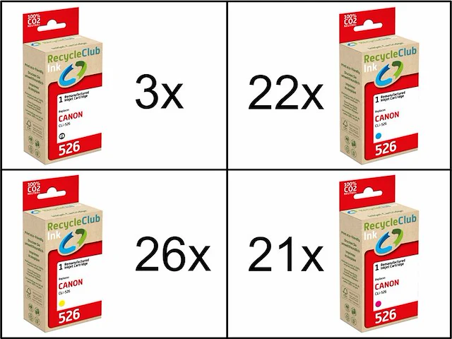 Ca. 72x inktcartridges voor canon canon cli-526, recycleclub - afbeelding 1 van  5