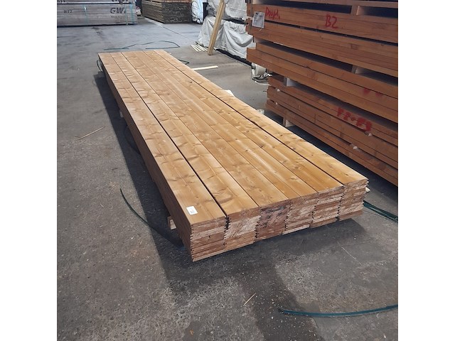 Ca. 72x vuren thermowood mes en groefdeel, 2,0 x 19,3 x 510 cm - afbeelding 1 van  6