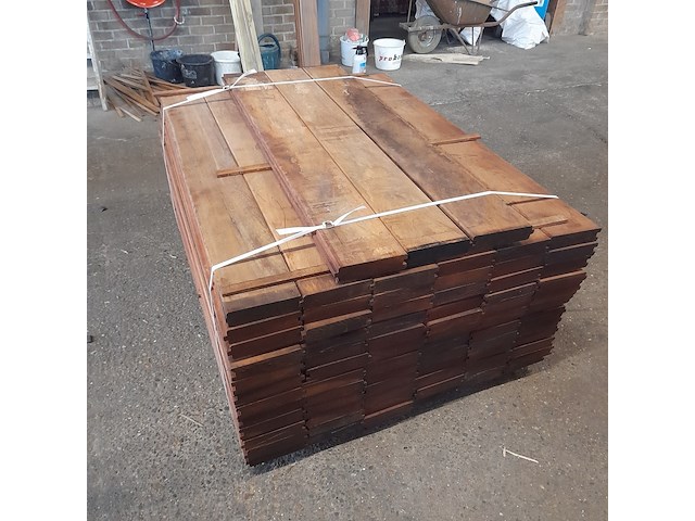 Ca. 75x hardhouten damwand, 5 x 19,5 x 150 cm - afbeelding 5 van  7