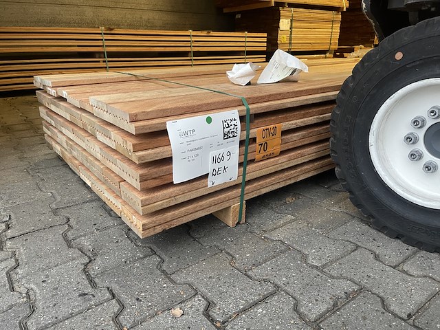 Ca. 76x mandioqueira vlonderplanken, 21x120mm, lengte 350cm - afbeelding 4 van  4