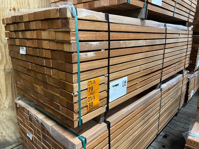 Ca. 78x angelim pedra onderliggers geschaafd, 45x68mm, lengte 250cm - afbeelding 4 van  4