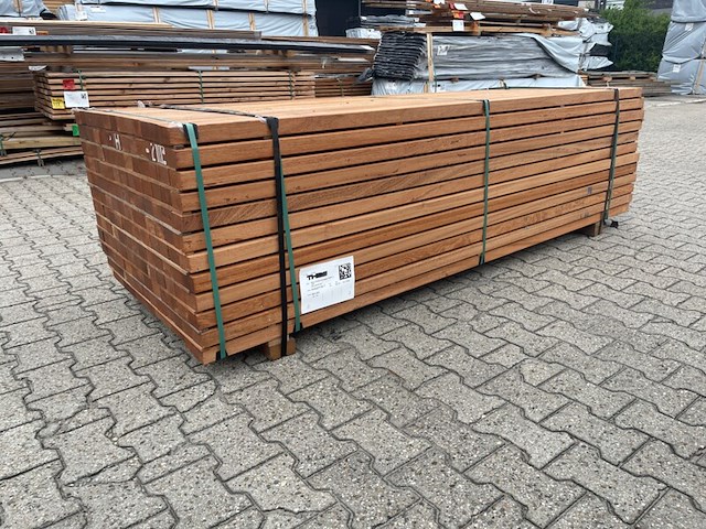 Ca. 78x angelim pedra onderliggers geschaafd, 45x68mm, lengte 250cm - afbeelding 2 van  3