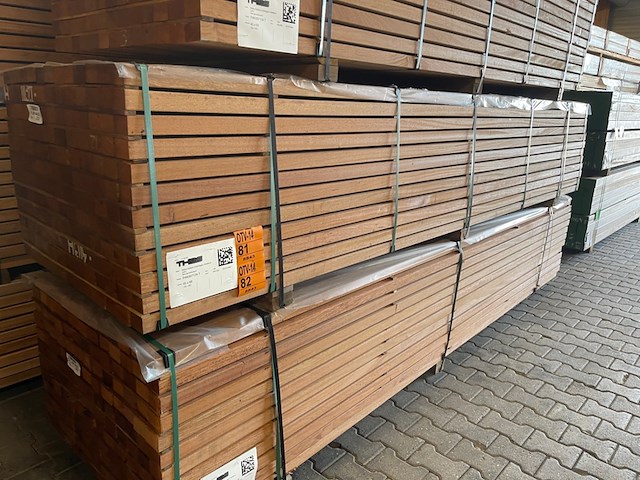 Ca. 78x angelim pedra onderliggers geschaafd, 45x68mm, lengte 350cm - afbeelding 4 van  4
