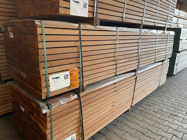 Ca. 78x angelim pedra onderliggers geschaafd, 45x68mm, lengte 350cm - afbeelding 4 van  4