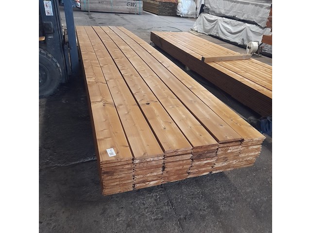 Ca. 78x vuren thermowood mes en groefdeel, 2,0 x 19,3 x 510 cm - afbeelding 1 van  7
