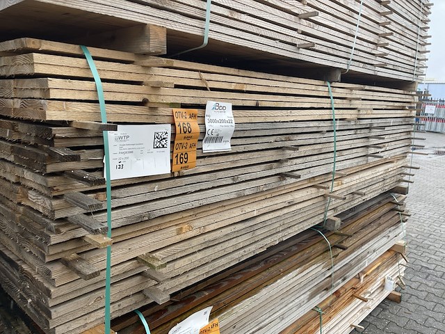 Ca. 80x douglas planken fijnbezaagd, 22x200mm, lengte 300cm - afbeelding 4 van  4