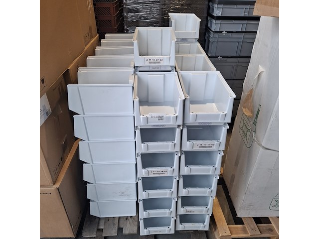 Ca. 80x magazijnbakken met grijp opening, wit - afbeelding 2 van  5