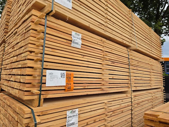 Ca. 84x douglas planken fijnbezaagd, 25x150mm, lengte 400cm - afbeelding 4 van  4