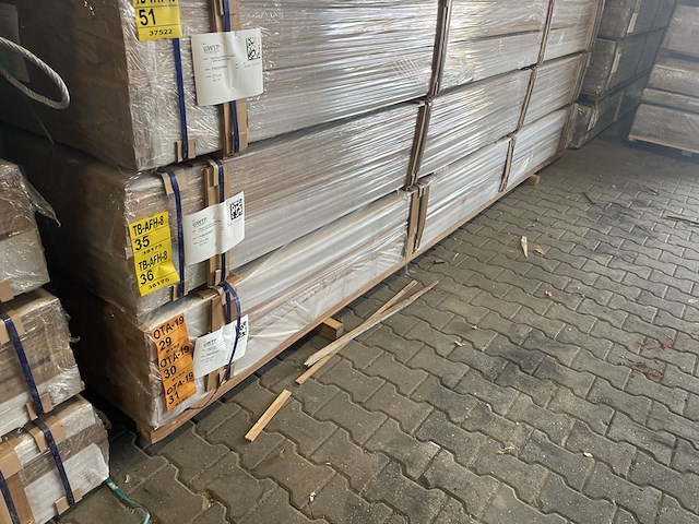 Ca. 88x guyana teak regels geschaafd gevingerlast, 27x45mm, lengte 400cm - afbeelding 4 van  4