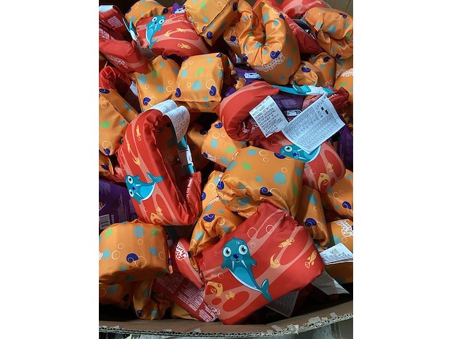 Ca. 90x verstelbare zwembandjes, bestway, puddle jumper deluxe, rood/oranje - afbeelding 3 van  3