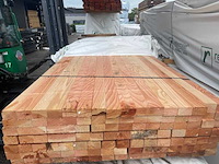 Ca. 96x douglas regels geschaafd, 45x70mm, lengte 500cm