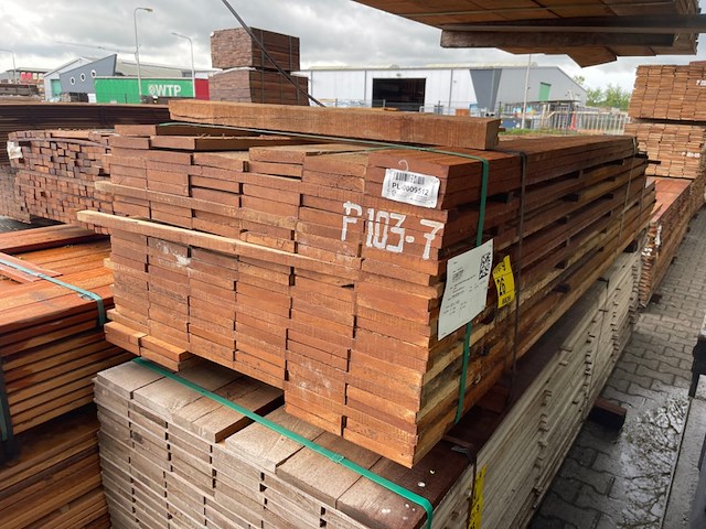Ca. 97x angelim pedra beschoeiingsplanken, 20x150mm, lengte 17/200cm, 39/250cm, 33/300cm, 8/350cm - afbeelding 2 van  3