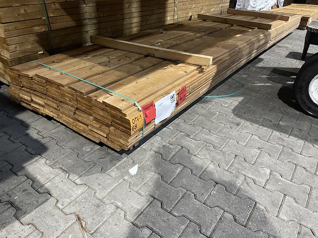 Ca. 97x thermo vuren planken geschaafd, 18x140mm, lengte 510cm - afbeelding 2 van  3