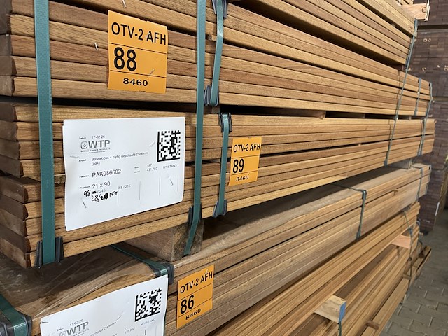 Ca. 98x guyana teak planken geschaafd, 21x90mm, lengte 245cm - afbeelding 4 van  4