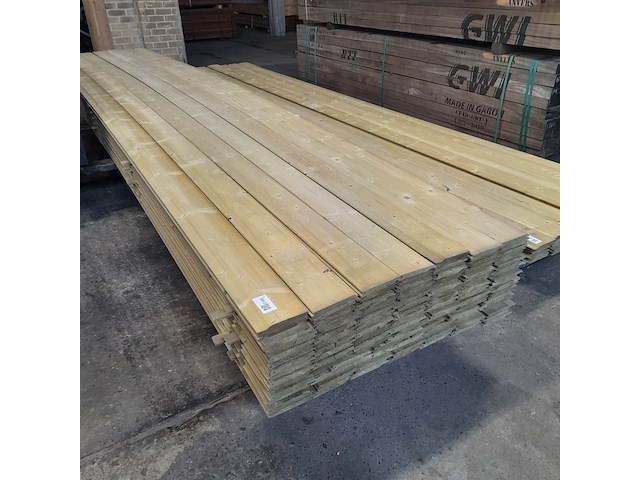 Ca. 98x vuren geïmpregneerde rabatdelen, 1,8 x 14 x 510 cm - afbeelding 1 van  5