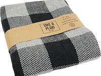 Ca.16x take a plaid gerecycled katoen grey/black 125 x 150 cm - afbeelding 1 van  2