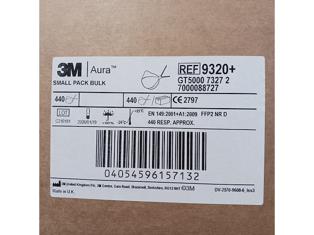 Ca.2200x stofmasker | mondmasker | mondkapje 3m, ffp2 3m aura 9320+ - afbeelding 4 van  4