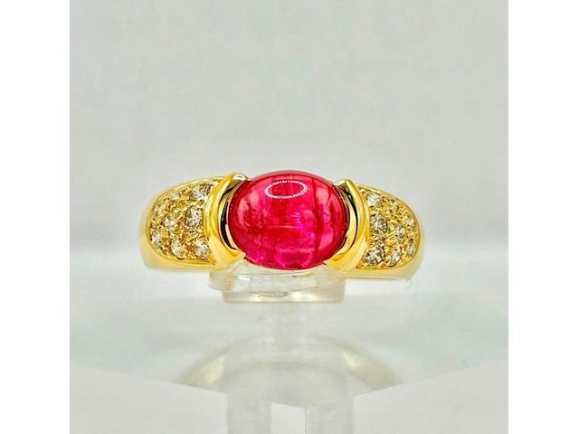 Cabochon robijnen 1.96ct dames ring - 18kt goud - afbeelding 1 van  7